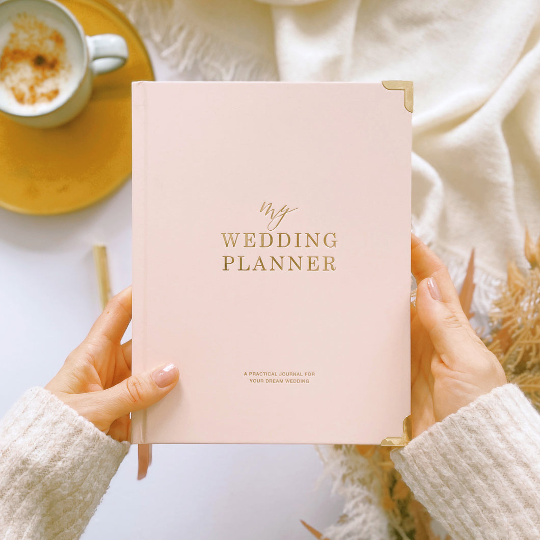 Blush and Gold Foil Luxury Wedding Planner Book with Gilded Edges
