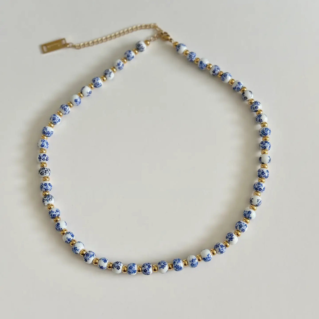 Lujain Beaded Necklace (Blue)